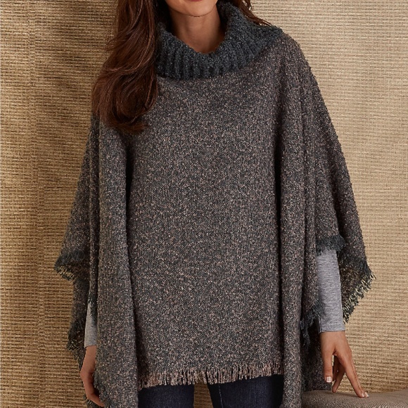 Soft Surroundings Sweaters - Soft Surroundings Grey Pullover Poncho Sweater